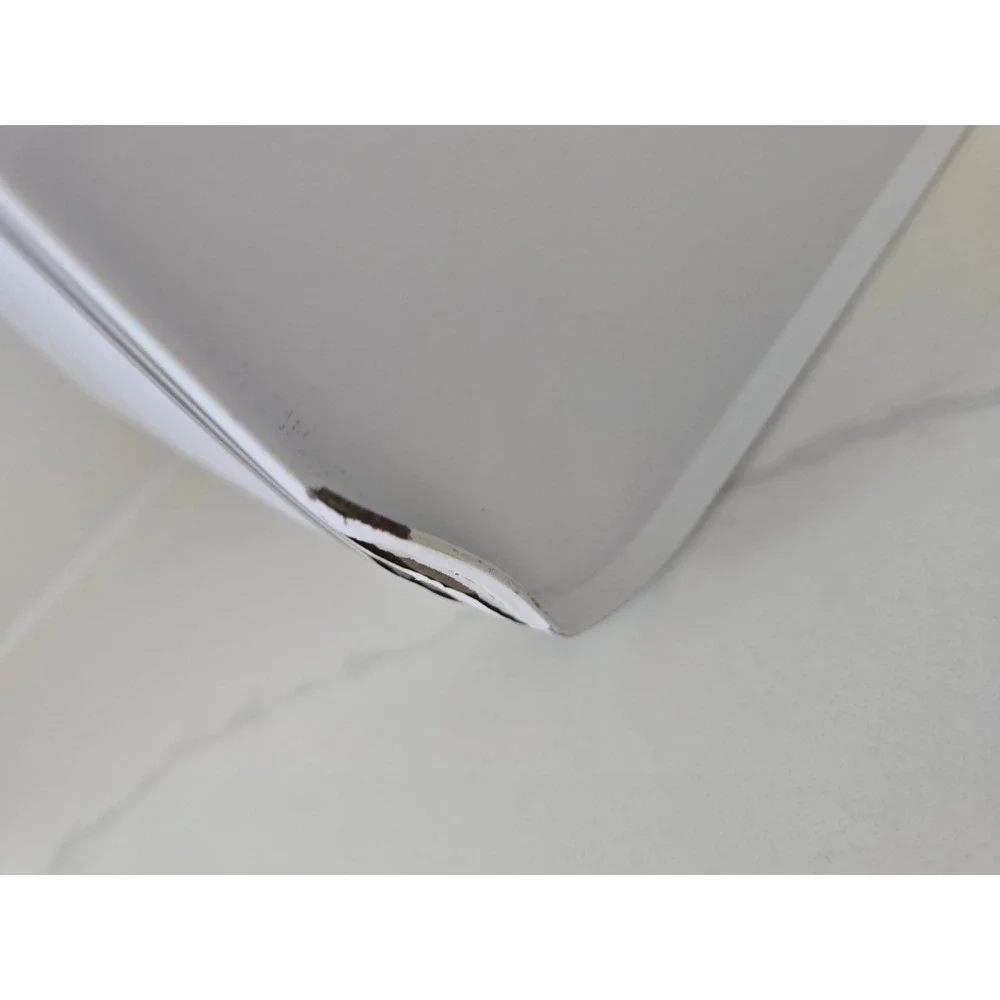 White Metal Bread Box Retro Countertop Storage‎ Bin with Hinged Lid and Stripes